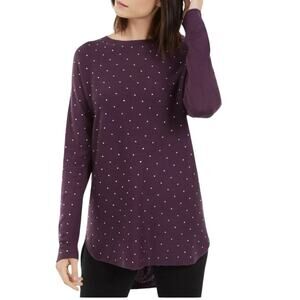 INC International Concepts Boat Neck Rhinestone Wool Blend Sweater Size L Purple